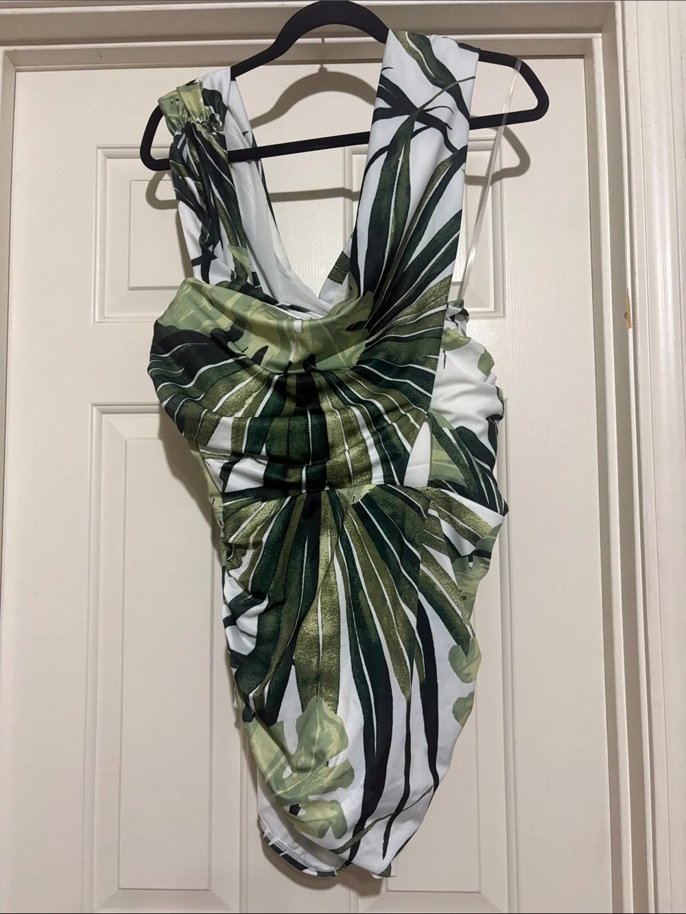 Cacique Green Leaf Off-Shoulder One-Piece Swimsuit